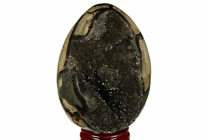Septarian Dragon Egg Geode - Black Crystals #177413